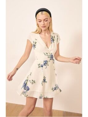Reformation Radley Wrap Mini Dress Sz L Floral